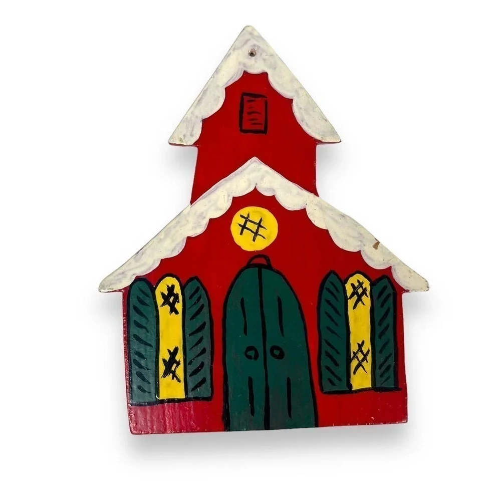 Vintage Handpainted Wood Christmas Ornaments